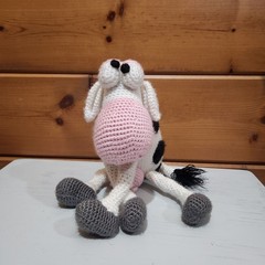 Amigurimi Moo-na-lisa Crochet Handmade Plush Funny Little Cow Stuff Animal HTF