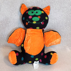 Kellytoy 2013 Halloween Black Polka Dot Green Eyes Vampire Bat 12” Plush Wings