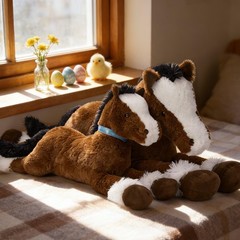 Large Horse Stuffed Animal, Big Horse Plush Toy, Ridable Stuffy Pony for Girl.