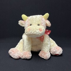 Walmart Valentines Cow Plush Pink Cream White 9” Heart Bow Pastel Floppy
