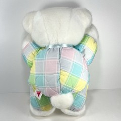 Vintage Dakin 1979 Cuddles Teddy Bear 15” Quilted Softie Plaid Pastels With Tags