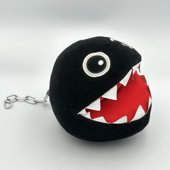 Super Mario Black Chain Chomp 8″ Plush With Metal Chain San Eico Nintendo