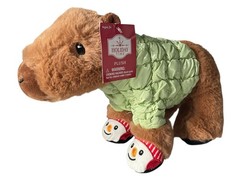 Walmart Holiday Time 10″ CAPYBARA Plush Green Puffer Puffy Jacket Slippers w Tag
