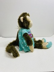Mending Monkey in Blue Gown with Slippers Long Legs 14″ Long Get Well Soon
