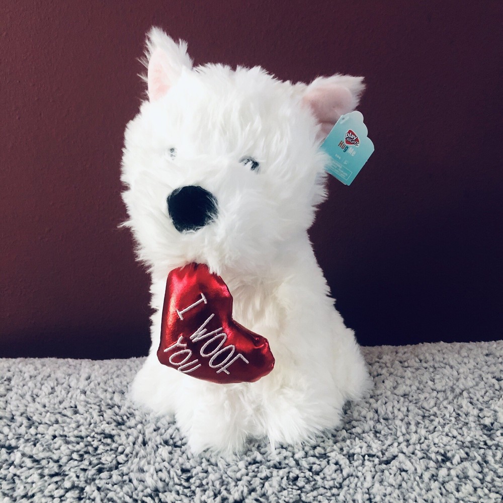 West Highland Terrier Realistic White Fluffy Puppy Love Plush Stuffed Animal NWT