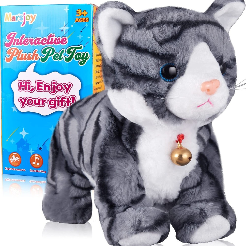 Pattern Gray Robot Cat Plush Stuffed Animal 8 Inch, 5grey