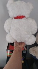 M&M’s World Teddy Bear Plush White 12″ Red Bow Excellent Condition