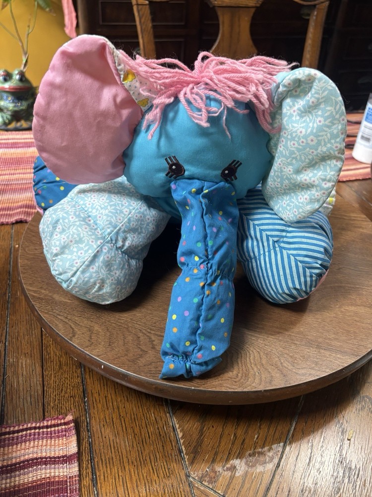 Amtoy Floppalots Elephant 1987 Vintage Plush Blue #8013 Floppy