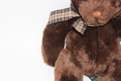 Russ Berrie Espresso Brown Plush Stuffed Teddy Bear With Checks Bow Soft Toy