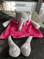 Fat Rat Family Elephant Plush Lovey Blanket Pink And Gray 27” Security