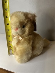 VTG White Sitting Masanian Cat plush America Wego A Fiesta Toy Green Eyes W Tag
