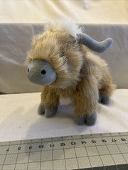 Plush Highland Cow With Zipper Pocket On The Side Light Golden Brown 15×11″ New