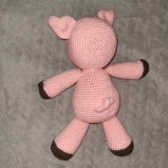 Handmade Pink Crochet Pig Stuffed Animal Plush Toy Kids Baby Shower Gift Wilbur