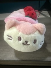 Anirollz Coosy Kittiroll Cat Plush with Strawberry Roll Cake Blanket Small 4”