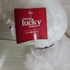 RBI Ron Banafato Inc Puppy Dog 14″ Plush White Brown w/Red Plaid Collar Stuffed