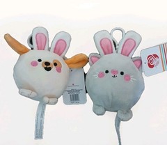 American Greetings Cat & Dog Bunny Plush Backpack Clips 6″