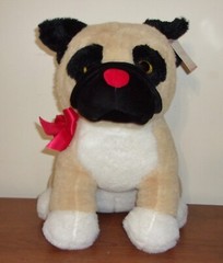 Kelly Toy Plush Beige/Black Pug Puppy Dog Stuffed Toy Animal 14″ sitting – NWT