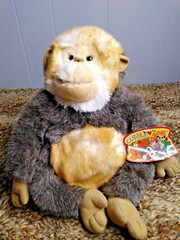 Vtg 2001 Commonwealth Plush 14″ Monkey Gold Brown Grey Cuddle Zone NEW