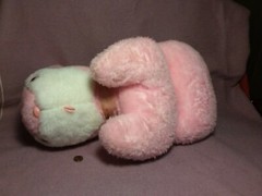 21″ vintage KB Brothers PINK WHITE BUNNY RABBIT PINK SPANGLED EYES plush stuffed