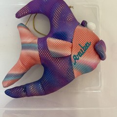 2 Fish VTG Hanging Decorative Clown & Aruba Angel Fish Plush Sparkle Tropical