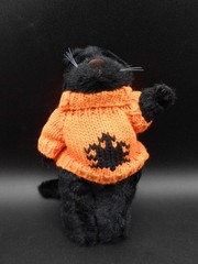 Kolden Toys Cat Plush Halloween Orange Sweater Stuffed Animal Toy Jointed Black