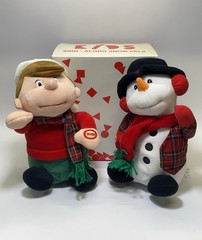 Vintage NEW Avon Sing-Along Snow Pals Talking Plush Boy & Snowman Set Christmas
