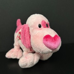 Walmart Pink Puppy Dog Plush Heart Bow Nose Eye Spot Stuffed Animal Valentine 8”