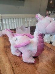 Ganz Webkinz Whimsy Dragon HM156 Pink White Plush Stuffed Animal With Code
