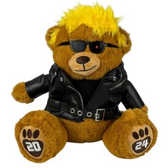 Trumpinator 2024 Biker Teddy Bear w/Trump Hair, Leather Jacket “I’ll Be Back”