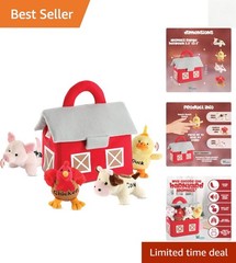 4-Piece Plush Farm Animal Playset with Carrier – Safe Toy for Toddlers