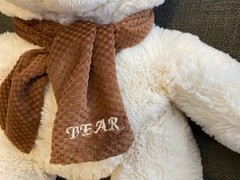 Large Plush Bear Ivory Color w/Scarf 13” Super Soft & Cute