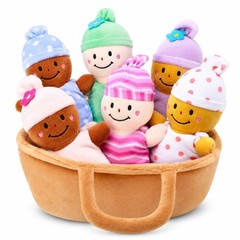 Basket Plush Baby Dolls Soft Multicultural Sensory Babies Toy Set 6 Piece Int…