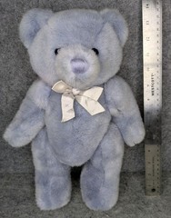 Vintage Dakin Teddy Bear 14” Blue Plush Satin Bow Korea 1989 Stuffed Toy