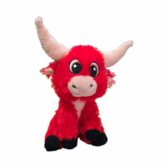 Goffa Bull Plush Doll, Red/Beige/Black, Small 6-14 in, Washable