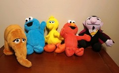 Sesame Street Plushies Lot Snuffleupagus Cookie Monster Big Bird Elmo Count