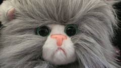 Vintage Plush 1992 Tyco Kitty Kitty Kittens Purring Persian Gray – White Face