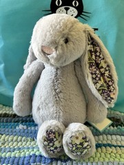 NWT Jellycat Blossom Silver Bunny Bloom Plush- Small – Authentic – So Cute!