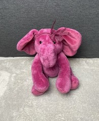 Target Elephant Plush Dark Fuchsia Pink Bow Heart Sitting Vintage Toy Pet Lovey