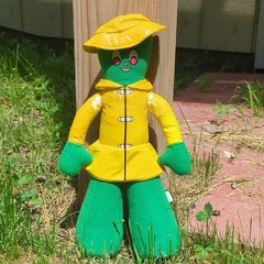 Gumby Plush Doll Yellow Raincoat & Hat 2001 Medium 14-24 in Vintage