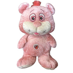Nanco Pink Bear Embroidered Eyes Heart Plush Stuffed Animal 12″