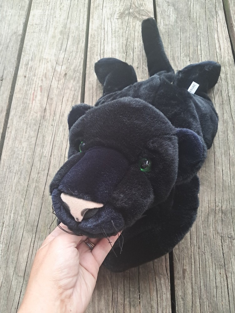 FAO Schwarz Black Panther Plush Gold & Black Eyes 16″ Stuffed Animal So Soft