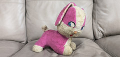 Vintage 1950s-1960s Purple Plush Stuffed Bunny Rabbit