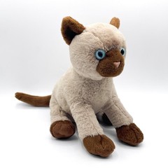 K&M Siamese Cat Plush Realistic Kitten Blue Eyes Himalayan Beige Lifelike 10in