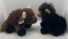 Ganz Webkinz Set Black Bear HM004/Buffalo HM336Plush Stuffed Animal No Code EUC