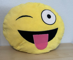 Wink Smiley Face Tongue Out Face Pillow Plush Emoji 12″