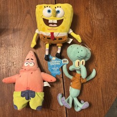 VTG SpongeBob SquarePants, Patrick, Squidward Viacom 2000 Plush Nickelodeon