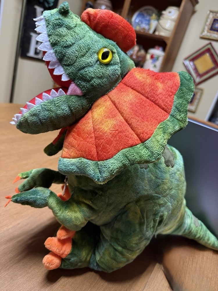Giant Dilophosaurus Dinosaur 18” Stuffed Animal Hidden Toy Pouch Puppet MorisMos