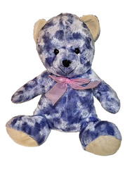 Vintage Kmart Teddy Bear Blue White Pink Bow Stuffed Plush Precious! Rare