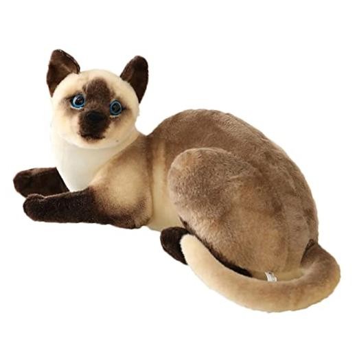 GUDVES Siamese Cat Stuffednimal, Shorthair Cat Realistic Plush Cat Stuffed A