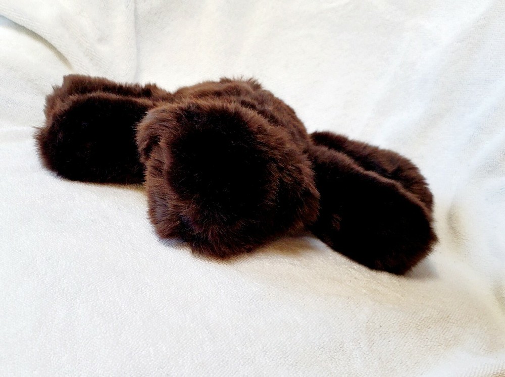 Pottery Barn Dark Brown Espresso Teddy Bear Laying flop Plush Stuffed Animal 12″